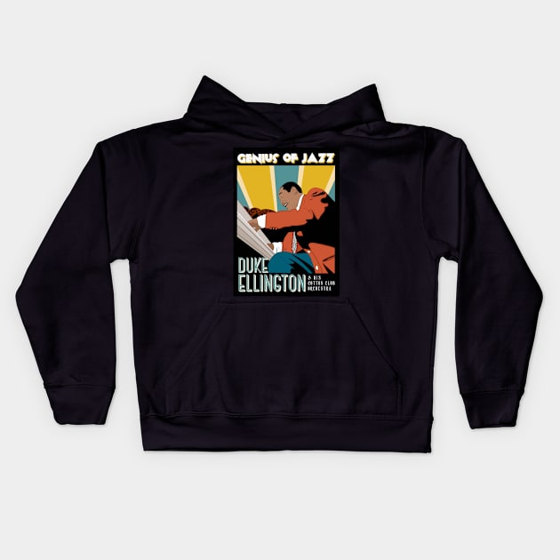 Duke Ellington Original Jazz Poster Kids Hoodie by Seiglan